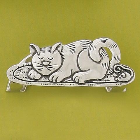 Cat on Rug Business Card Holder