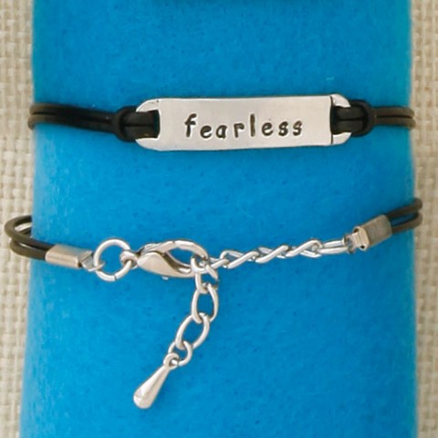 Fearless black leather Bracelet    