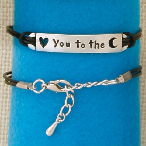 Love You black leather Bracelet    