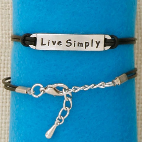 Live Simply black leather Bracelet  