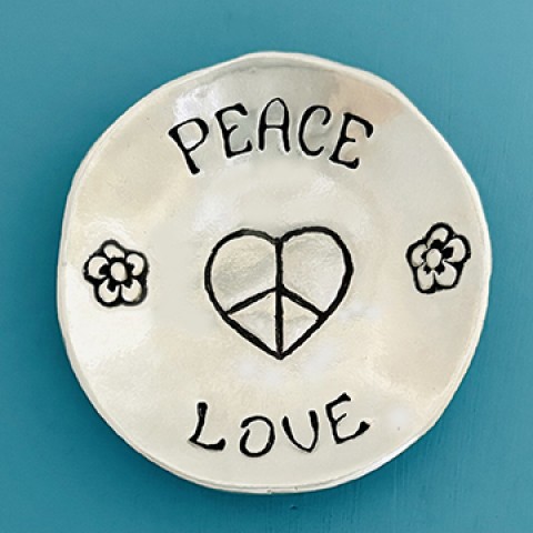 Peace & Love Lg Charm Bowl 