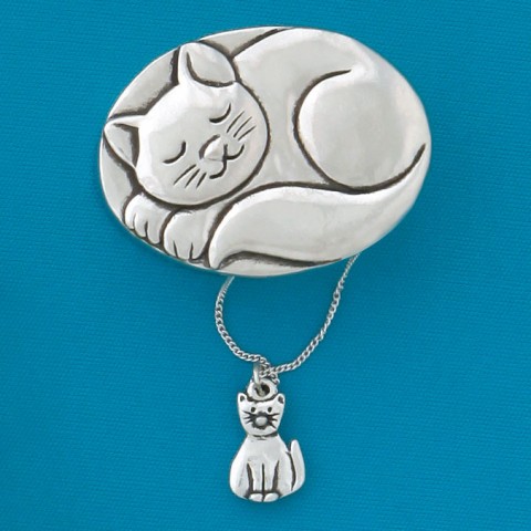 Cat Sleeping w/Cat Necklace