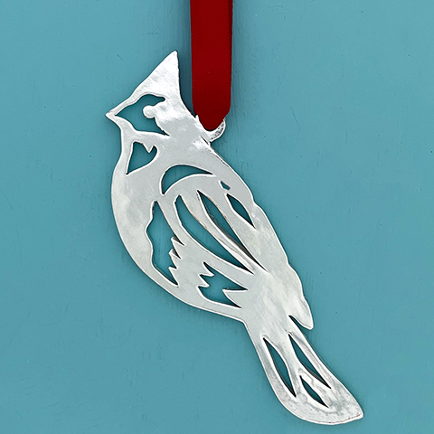 Cardinal Pewter Window Ornament