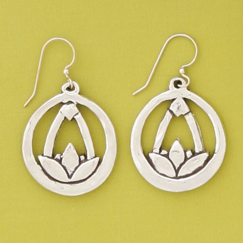 Med Lotus Hoop Earrings