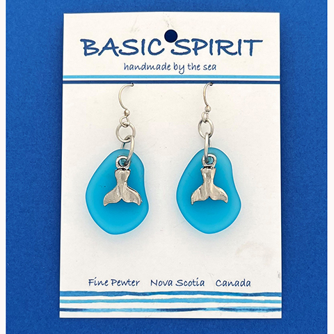 Whale Tail Seaglass Earrings