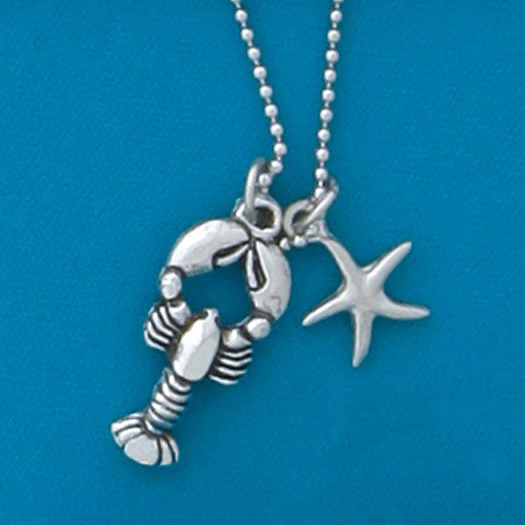 Lobster/seastar 18" Dbl. Charm Necklace