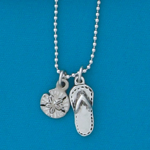 Sanddollar/Sandal 18" Dbl. Charm Necklace