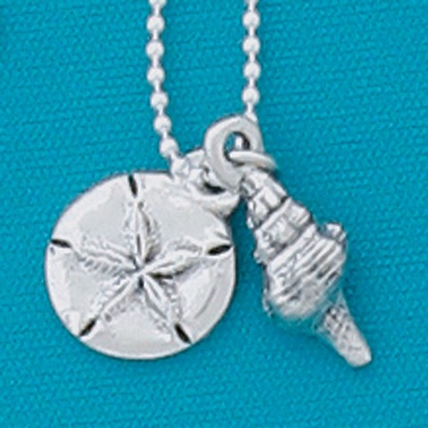 Sanddollar/Shell18" Dbl. Charm Necklace