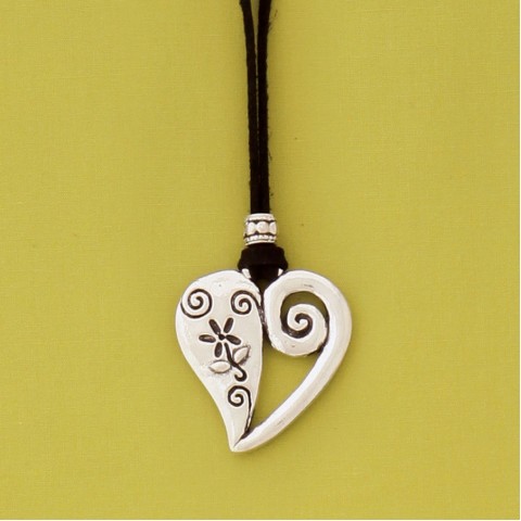 Open Heart Suede Pendant