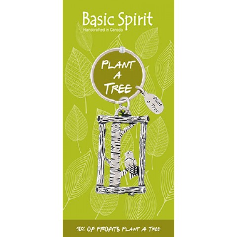 Bird on Limb Plant A Tree Contribution Keychain