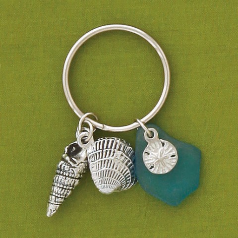 Spiral Shell Seaglass Keychain