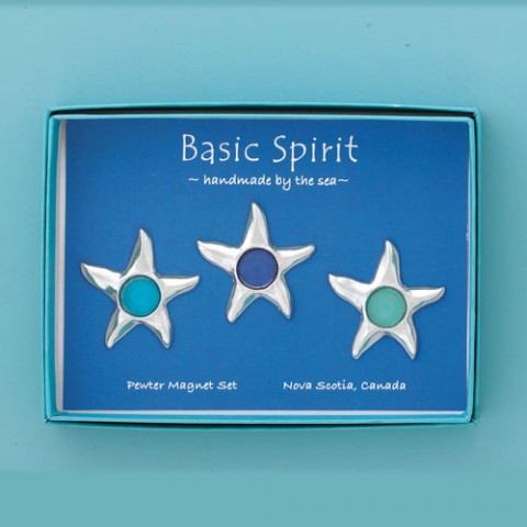 3 Seastars Seaglass Magnet Set 