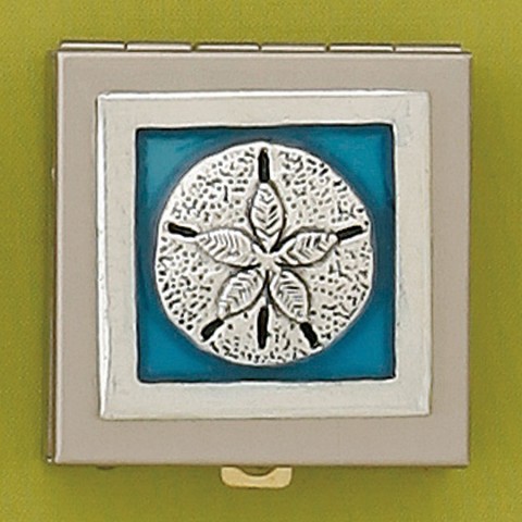 Sanddollar Turquoise Pewter Resin Pill Box