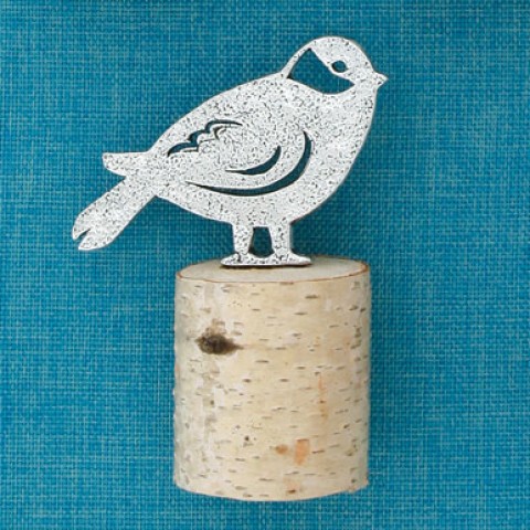 Chickadee on Birch Sculpture